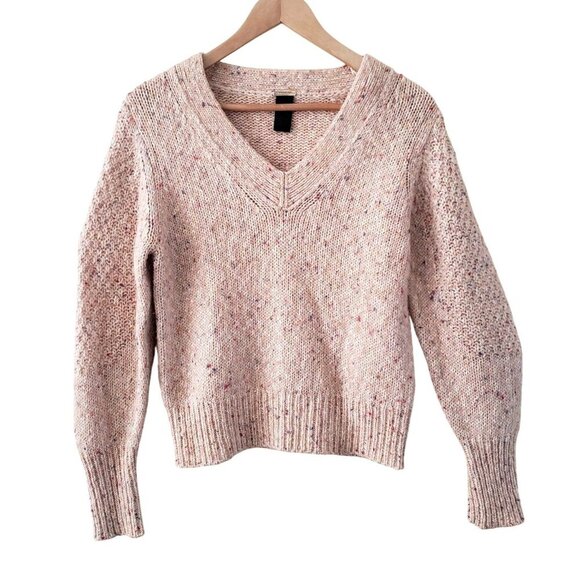 Magaschoni Pale Pink Confetti Speckle Chunky Wool Alpaca Blend Sweater Sz MED - Picture 1 of 16